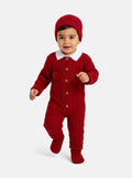Baby Boy Gabriel Collection All-In-One Knitted 3-Piece Set with Pom-Poms - Red