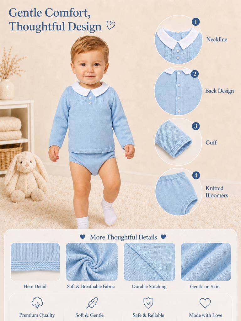 Baby Boy Manuel Collection 2-piece Knitted Set - Baby Blue
