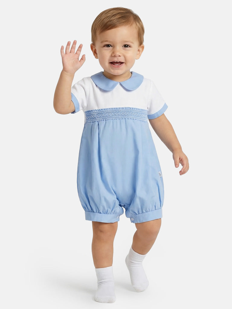 Baby Alex Collection Smocked Romper - Baby Blue