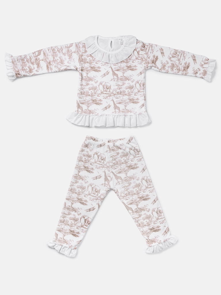 Girl Safari Collection 2-Piece Pyjama Set - Beige