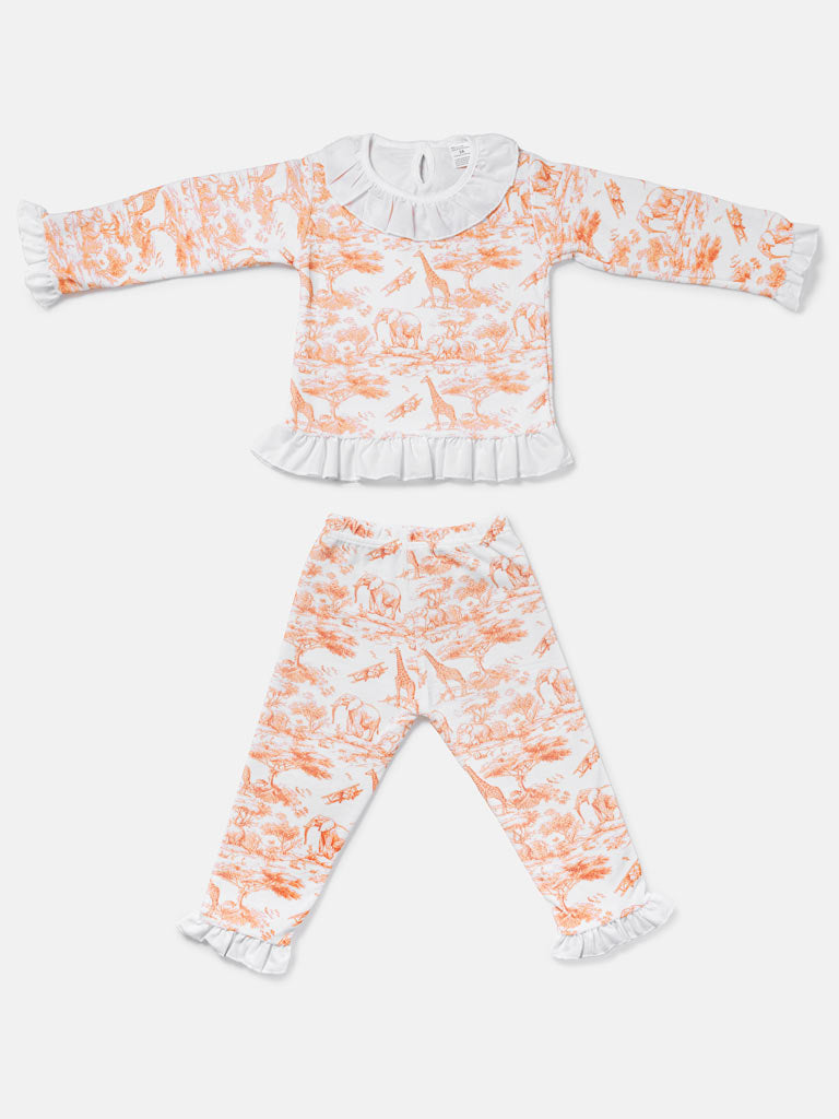 Girl Safari Collection 2-Piece Pyjama Set - Orange