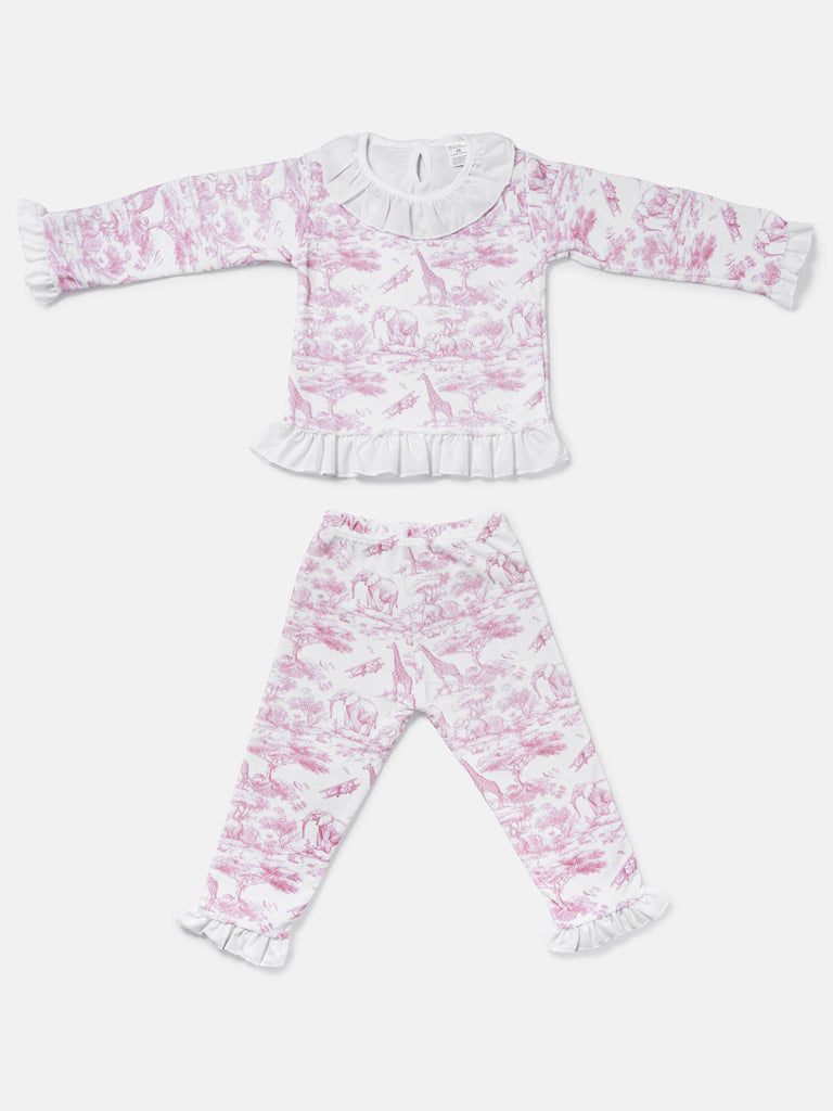 Girl Safari Collection 2-Piece Pyjama Set - Baby Pink