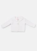 Baby Girl Knitted Cardigan with Classic Collar - Ivory