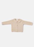 Baby Girl Knitted Cardigan with Classic Collar - Beige