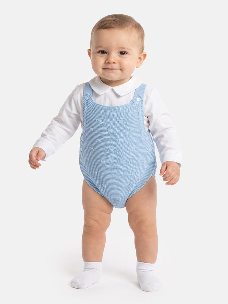 Baby Boy Alberto Collection 2-Piece Knitted Romper & Shirt Set - Baby Blue