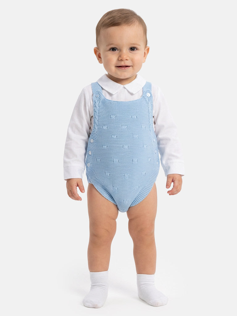 Baby Boy Alberto Collection 2-Piece Knitted Romper & Shirt Set - Baby Blue
