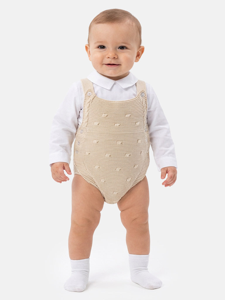 Baby Boy Alberto Collection 2-Piece Knitted Romper & Shirt Set - Beige