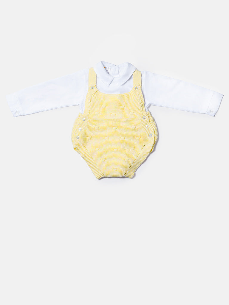 Baby Boy Alberto Collection 2-Piece Knitted Romper & Shirt Set - Lemon Yellow