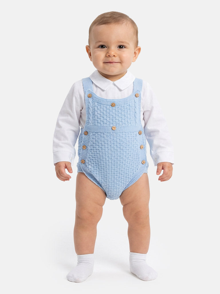 Baby Boy Pablo Collection 2-piece Spanish Knitted Romper Set - Baby Blue