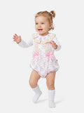 Baby Girl 2-piece Romper Set with Long Sleeves - Rocking Horse Collection - Baby Pink