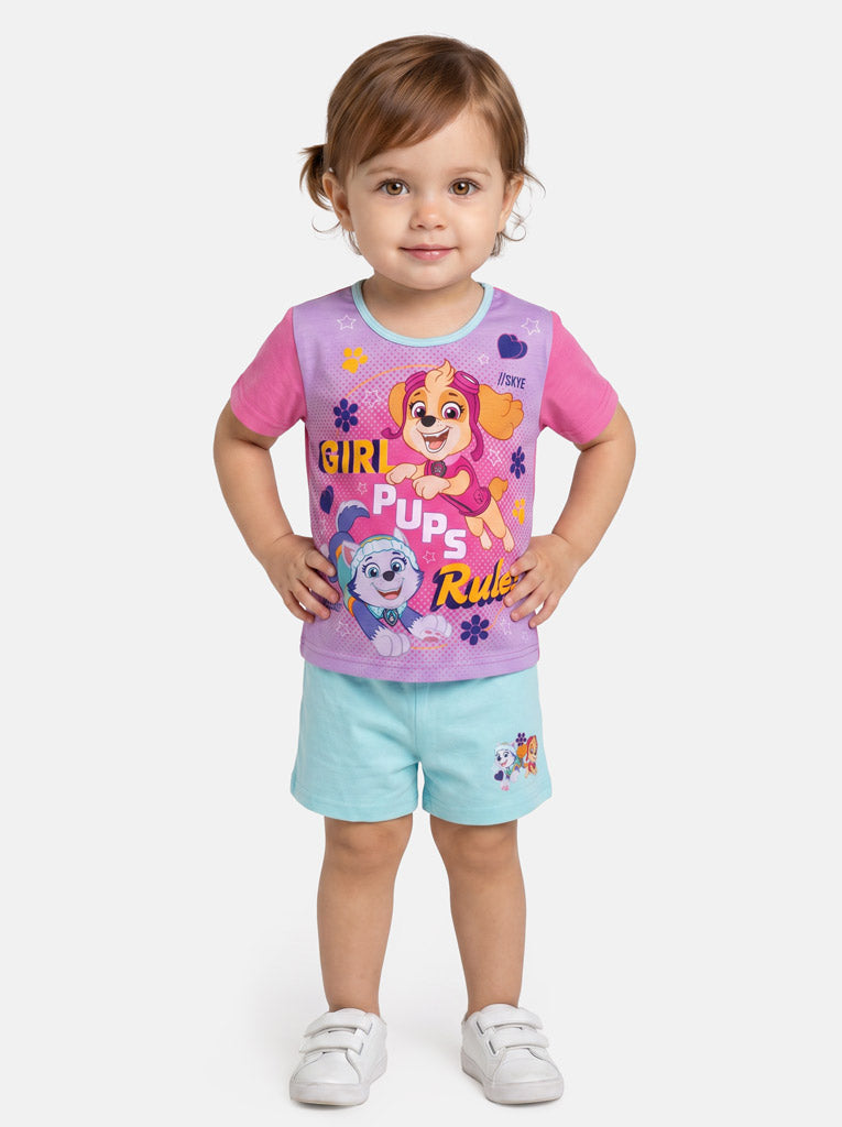 Paw Patrol Baby Girl Short Pyjama Set - Pink & Mint Blue