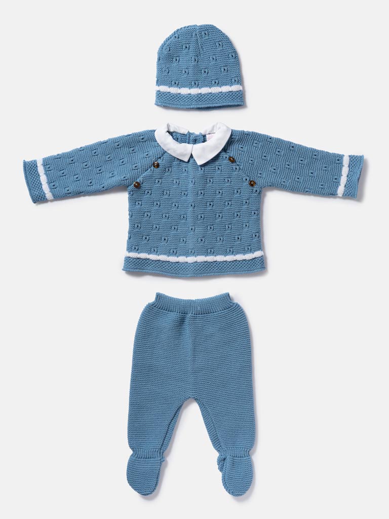Baby Boy Roberto Collection 3-piece Spanish Knitted Set - Blue