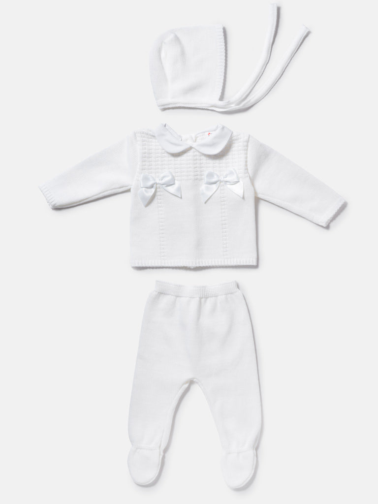 Baby Girl Roberta Collection 3-piece Spanish Knitted Set - White
