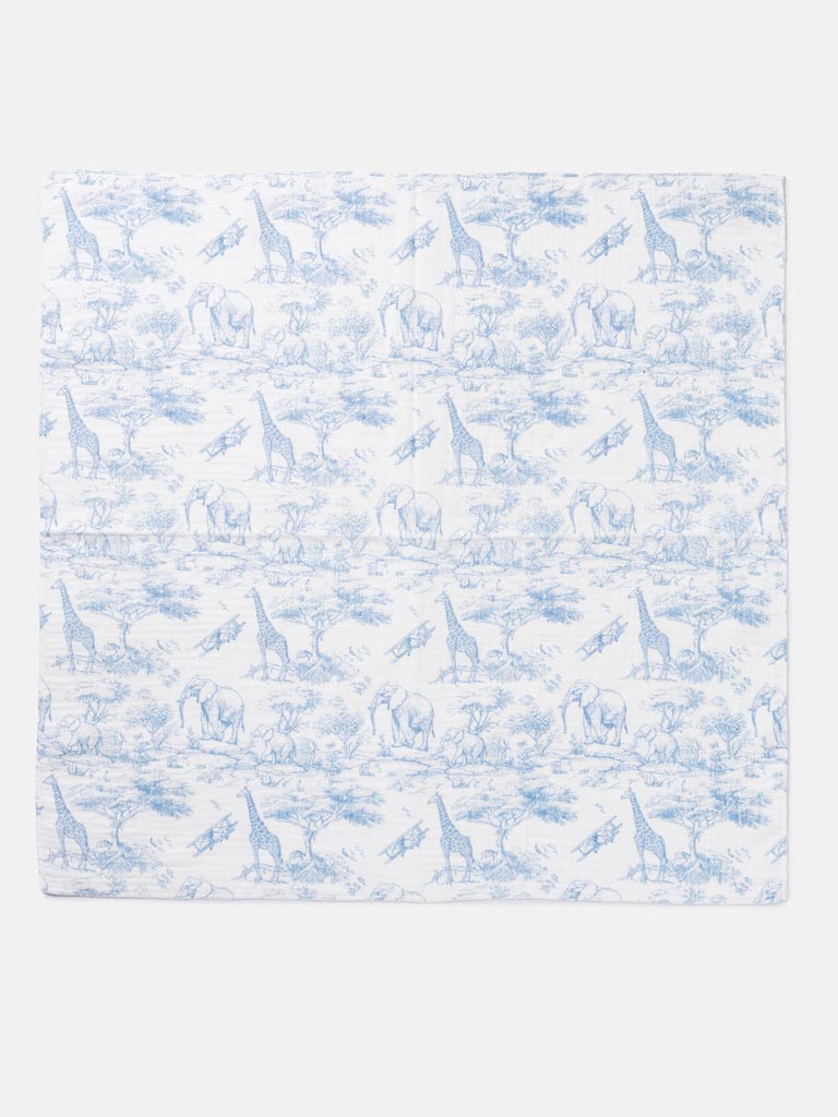 Baby Safari Collection Muslin Square - Baby Blue
