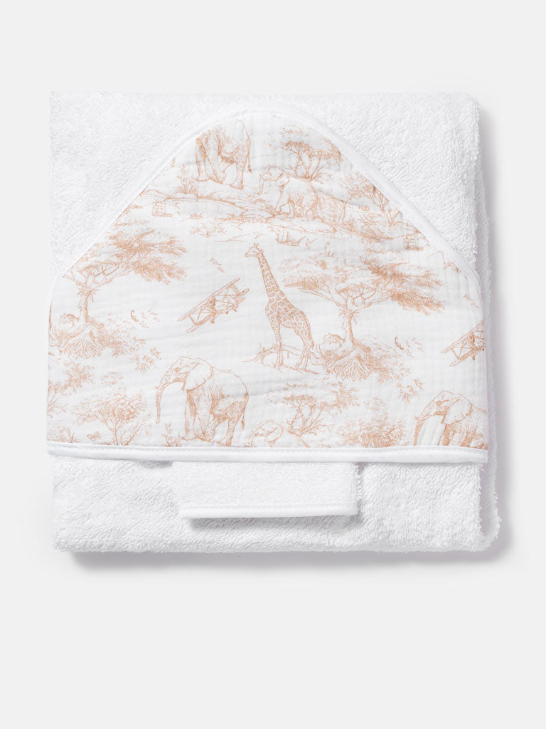 Baby Safari Collection Towel Set with Washcloth - Beige