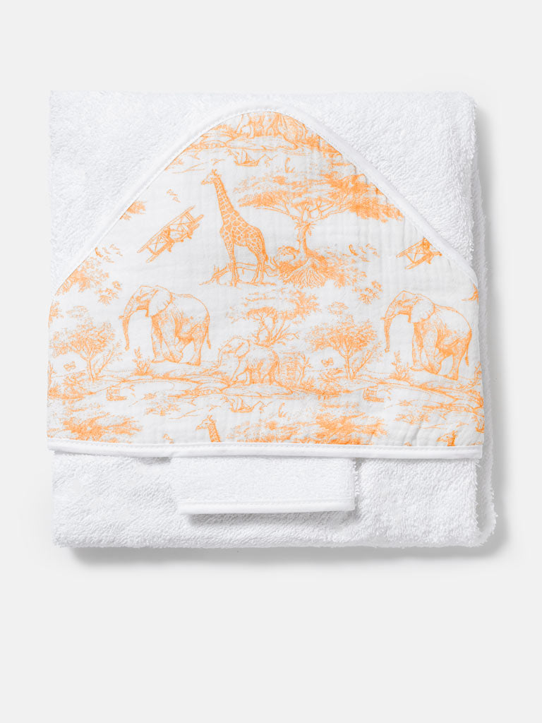 Baby Safari Collection Towel Set with Washcloth - Orange