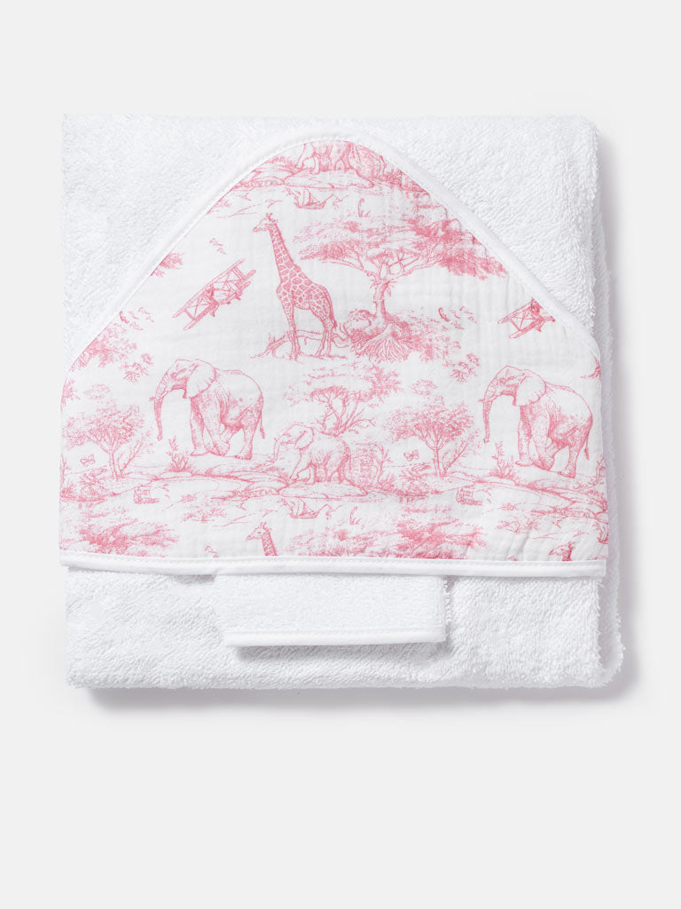 Baby Safari Collection Towel Set with Washcloth - Baby Pink
