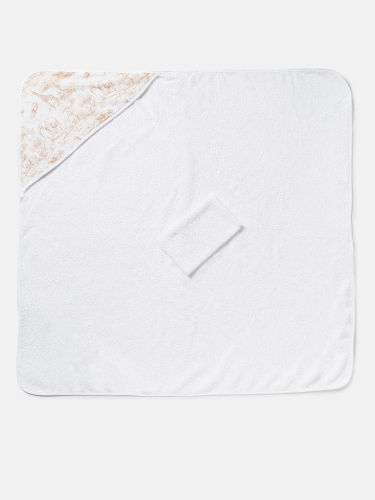 Baby Safari Collection Towel Set with Washcloth - Beige