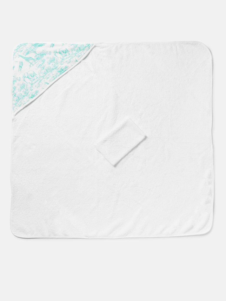 Baby Safari Collection Towel Set with Washcloth - Mint Green