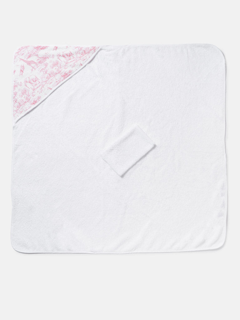 Baby Safari Collection Towel Set with Washcloth - Baby Pink