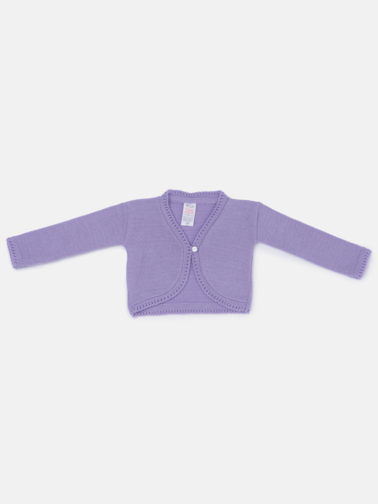 Luxury Baby Girl Long Bolero with Button - Purple