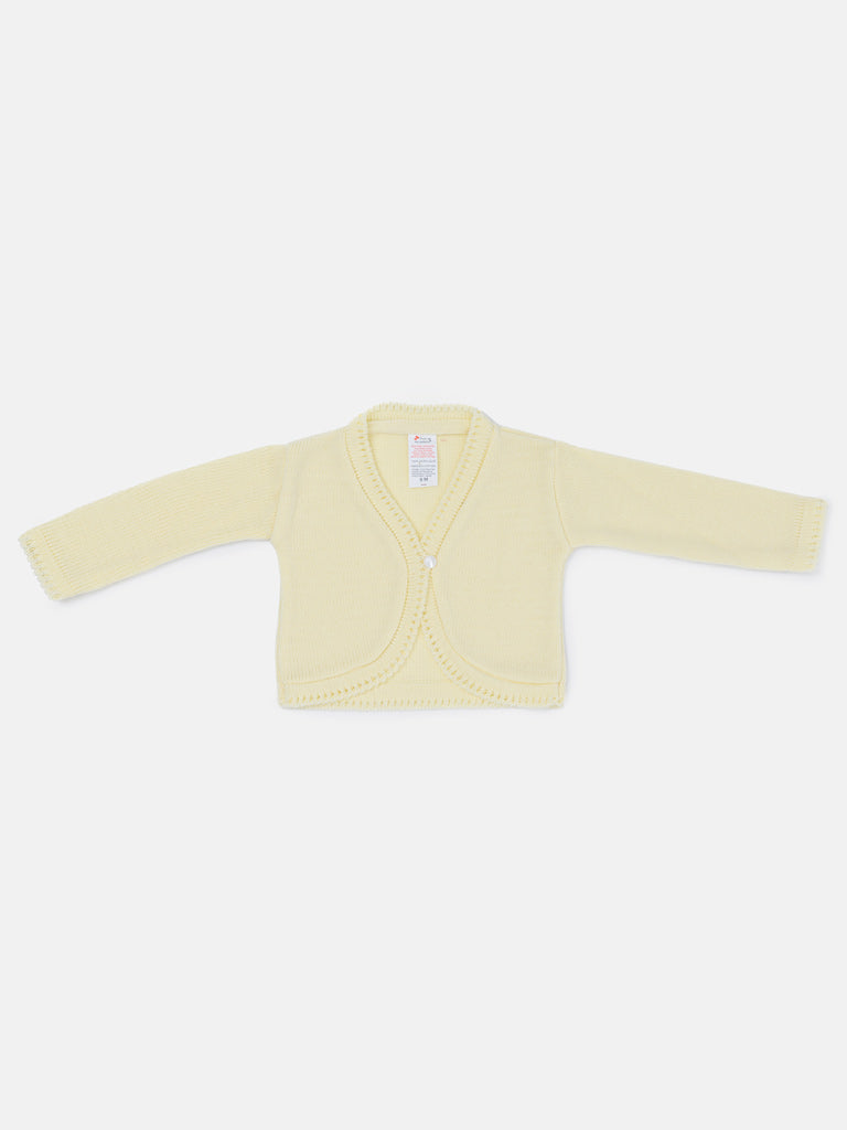 Luxury Baby Girl Long Bolero with Button - Lemon Yellow