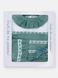 Baby Girl Frilly collar Knitted 3-piece Gift Box Set - Mint Green