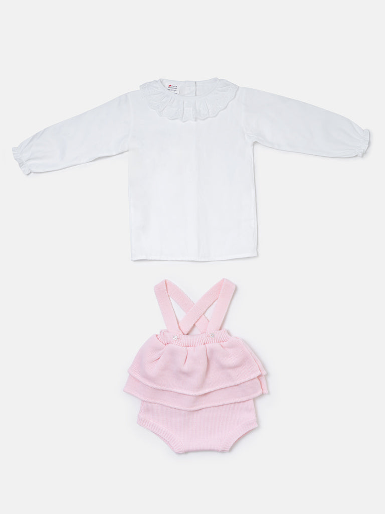 Baby Girl Nerea Collection 2-piece Spanish Knitted Set - Baby Pink