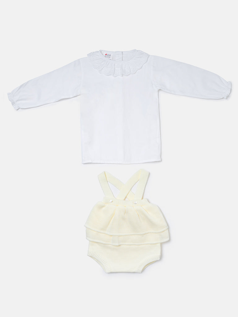 Baby Girl Nerea Collection 2-piece Spanish Knitted Set - Ivory