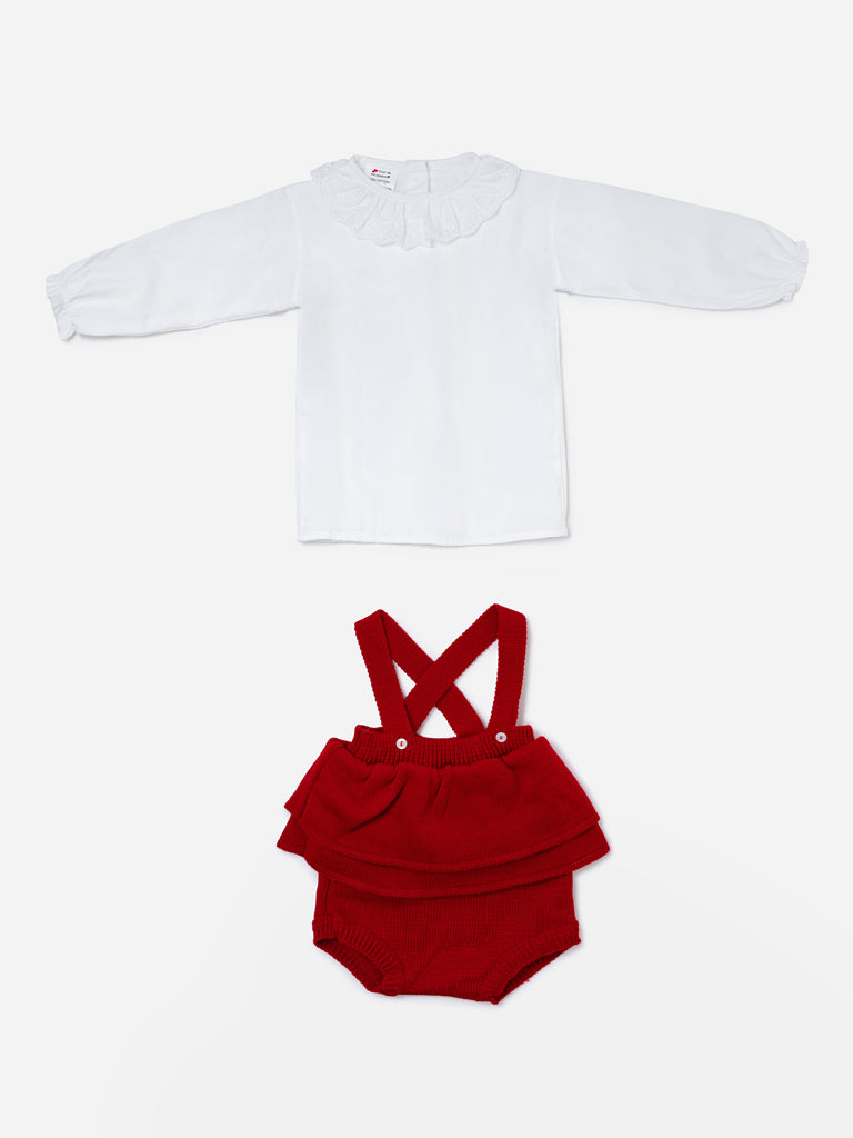 Baby Girl Nerea Collection 2-piece Spanish Knitted Set - Red
