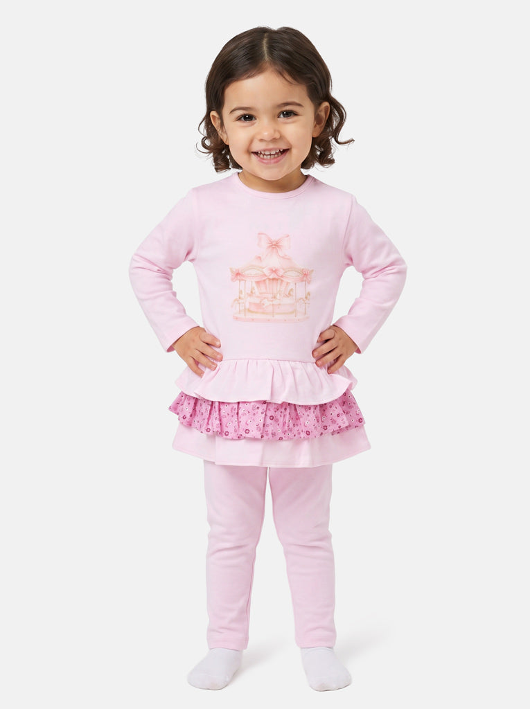 Baby Girl Top & Leggings Set - Carousel Collection - Pink