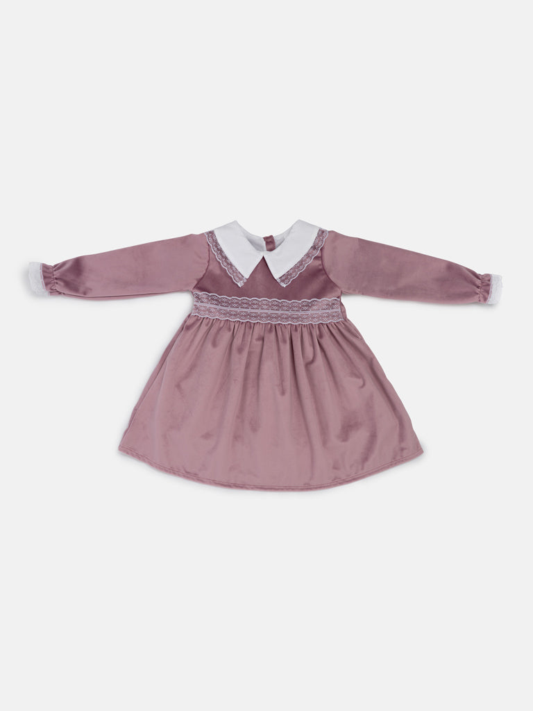 Baby Girl Celeste Collection Velvet Dress - Dusty Pink
