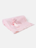 Baby Open Dot Knitted Spanish Blanket with Bow - Baby Pink