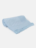 Baby Open Dot Knitted Spanish Blanket - Baby Blue
