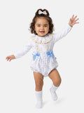 Baby Girl 2-piece Romper Set with Long Sleeves - Rocking Horse Collection - Baby Blue