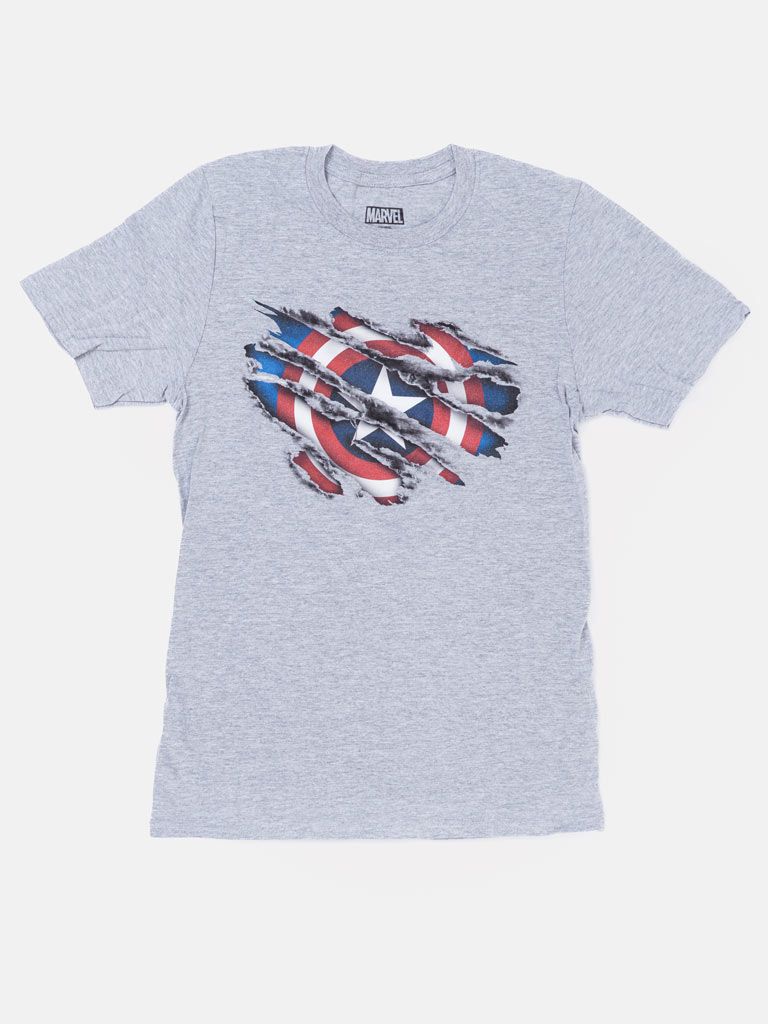 Boys "Captain America" Print T-Shirt – Gray