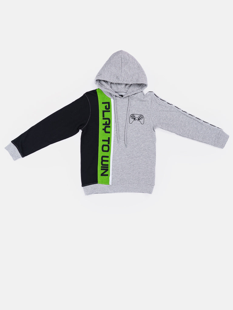 Boys "Play to win" Print Hoodie – Gray