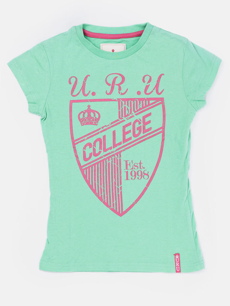 Girls U.R.U. Print Crew Neckline T-Shirt – Mint Green