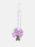 Baby Dummy Clip with Lace Detail & Satin Bow - Purple
