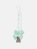 Baby Dummy Clip with Lace Detail & Satin Bow - Mint Green