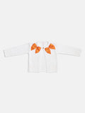 Baby Girl Cardigan with 2 Big Bows - White & Orange
