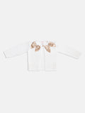 Baby Girl Cardigan with 2 Big Bows - White & Beige