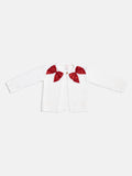 Baby Girl Cardigan with 2 Big Bows - White & Red