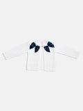 Baby Girl Cardigan with 2 Big Bows - White & Navy