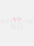 Baby Girl Cardigan with 2 Big Bows - White & Baby Pink