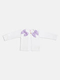 Baby Girl Cardigan with 2 Big Bows - White & Lilac