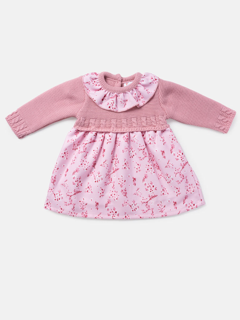 Baby Girl Flores Collection Wildflower Spanish Dress - Dusty Pink