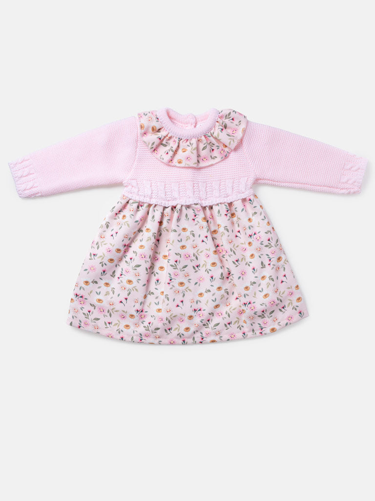 Baby Girl Flores Collection Daisy Print Spanish Dress - Baby Pink