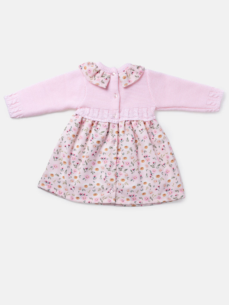 Baby Girl Flores Collection Daisy Print Spanish Dress - Baby Pink