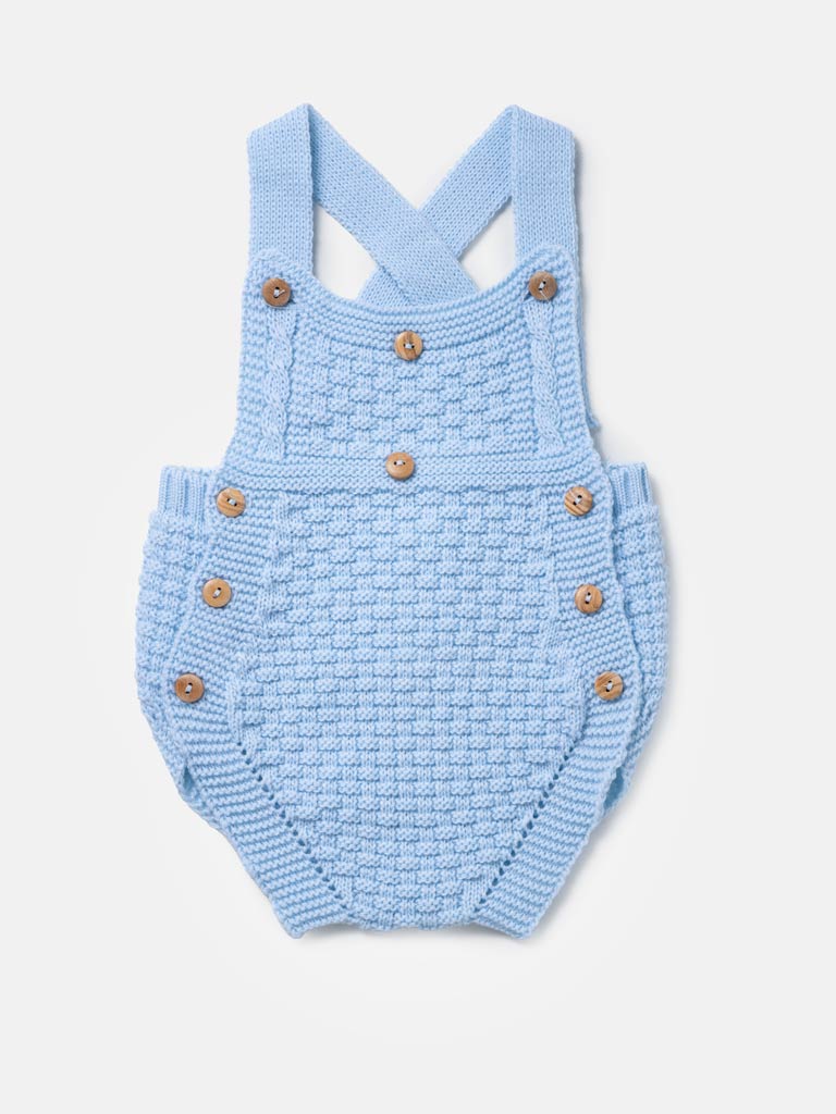 Baby Boy Pablo Collection 2-piece Spanish Knitted Romper Set - Baby Blue